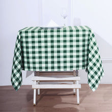 Tablecloth In White & Green Checkered Gingham Polyester Buffalo Plaid 54 Inch x 54 Inch Square