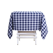 Gingham Checkered Square Polyester Tablecloth Navy White 54 Inch x 54 Inch