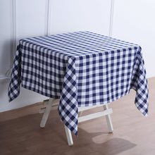 54 Inch x 54 Inch Square Navy White Buffalo Plaid Polyester Checkered Tablecloth