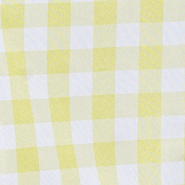 Create a Perfect Picnic Style Party Ambiance with the White/Yellow Buffalo Plaid Table Topper