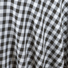 Checkered Polyester Linen Tablecloth In White & Black Buffalo Plaid 60 Inch x 102 Inch Rectangular