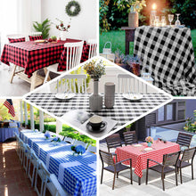 Rectangular 60 Inch x 102 Inch White & Green Checkered Buffalo Plaid Polyester Linen Tablecloth