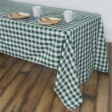 White & Green Checkered Polyester Linen Buffalo Plaid Tablecloth 60 Inch x 102 Inch Rectangular