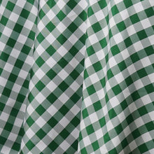 Checkered Buffalo Plaid White & Green Polyester Linen Tablecloth 60 Inch x 102 Inch Rectangular