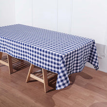 Rectangular Checkered Tablecloth 60 Inch x 102 Inch Polyester White and Navy Blue