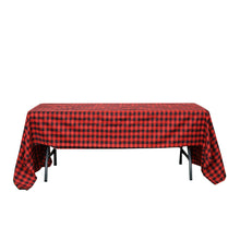 Rectangular 60 Inch x 126 Inch Buffalo Plaid Tablecloth, Polyester in Black And Red