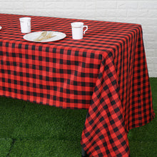 Black And Red Checkered Polyester Tablecloth 60 Inch x Inch 126 Rectangular
