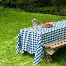 White & Blue Checkered Polyester Tablecloth 60 Inch x 126 Inch Rectangular Buffalo Plaid