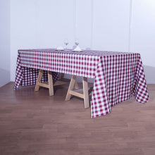 60 Inch x 126 Inch Checkered Polyester Rectangular White & Burgundy Buffalo Plaid Tablecloth