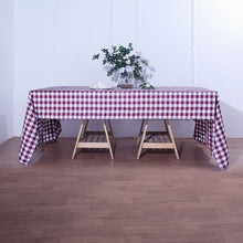 Rectangular White & Burgundy Checkered Polyester Buffalo Plaid Tablecloth 60 Inch x 126 Inch