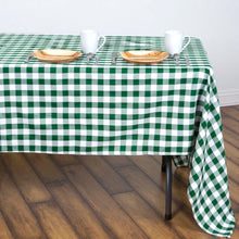White & Green Buffalo Plaid Checkered Polyester Tablecloth 60 Inch x 126 Inch Rectangular