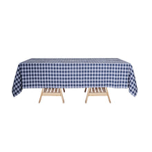 Rectangular White Navy Blue Tablecloth 60 Inch x 126 Inch Buffalo Checkered
