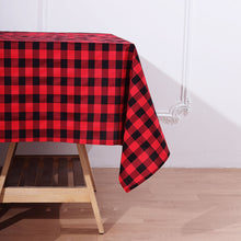 Square 70 Inch Black/Red Checkered Buffalo Plaid Polyester Table Overlay