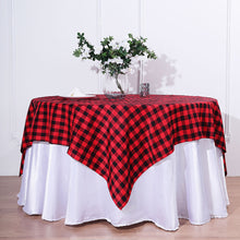 Square 70 Inch Table Overlay In Black/Red Buffalo Plaid Polyester Gingham Check