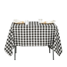 Square 70 Inch x 70 Inch White & Black Checkered Gingham Polyester Buffalo Plaid Tablecloth
