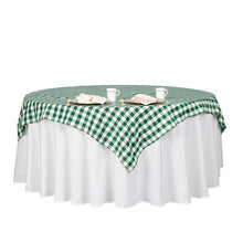 Buffalo Plaid Table Overlay 70 Inch Square White And Green Checkered Gingham Polyester
