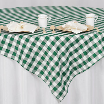 White/Green Seamless Buffalo Plaid Square Table Overlay: Perfect for Any Occasion