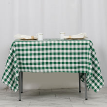 White & Green Buffalo Plaid Checkered Gingham Polyester Tablecloth 70 Inch x 70 Inch Square