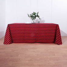 90 Inch x 132 Inch Rectangular Tablecloth in Black And Red Buffalo Plaid
