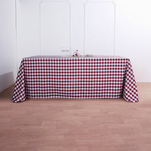 Checkered Polyester Linen Rectangular Buffalo Plaid Tablecloth White & Burgundy 90 Inch x 132 Inch
