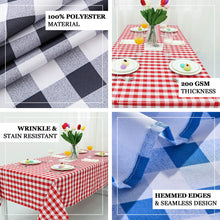 White & Navy Blue Rectangular Checkered Polyester Linen Buffalo Plaid Tablecloth 90 Inch x 132 Inch