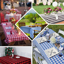 60 Inch x 126 Inch Checkered Tablecloth White and Navy Blue Buffalo Plaid Polyester