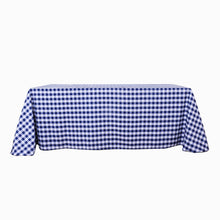 90 Inch x 132 Inch Checkered Polyester Linen Rectangular White & Navy Blue Buffalo Plaid Tablecloth