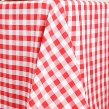 Rectangular White & Red Checkered Polyester Buffalo Plaid Tablecloth 90 Inch x 132 Inch
