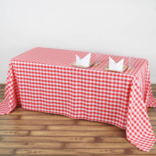 White & Red Checkered Polyester Buffalo Plaid Tablecloth 90 Inch x 132 Inch Rectangular