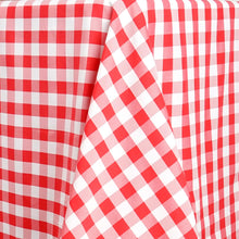 Rectangular 90 Inch x 156 Inch Buffalo Plaid Tablecloth In White & Red Checkered Polyester Linen Tablecloth