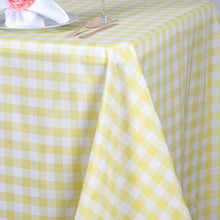 Buffalo Plaid Tablecloth | 90"x156" Rectangular | White/Yellow | Checkered Polyester Linen Tablecloth