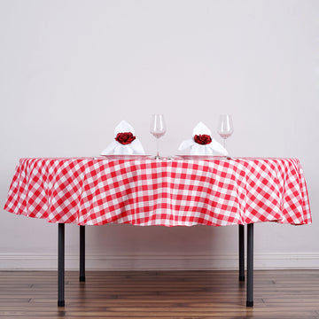 Create a Perfect Picnic Style Party Ambiance with White/Red Seamless Buffalo Plaid Tablecloth