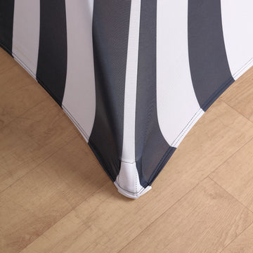 Durable and Long-lasting Black and White Striped Tablecloth