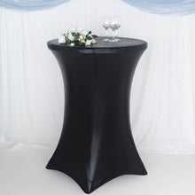 Metallic Black Spandex Highboy Cocktail Table Cover 32 Inch Dia