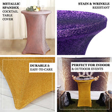 Metallic Shimmer Tinsel Silver Spandex Cocktail Table Cover