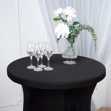 Black Round Spandex Cocktail Table Cover