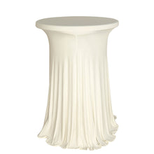Wavy Drapes Cocktail Table Cover Ivory Round Spandex