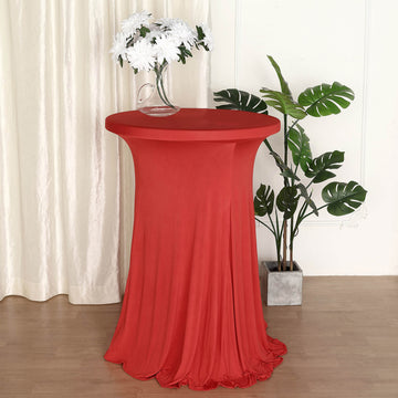 Red Round Spandex Cocktail Table Cover