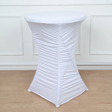 Elegant White Ruched Pleated Table Cover for Stunning Event Decor