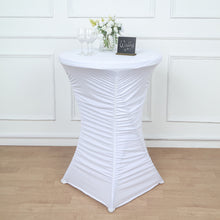 32inch White Ruched Pleated Heavy Duty Spandex Cocktail Table Cover