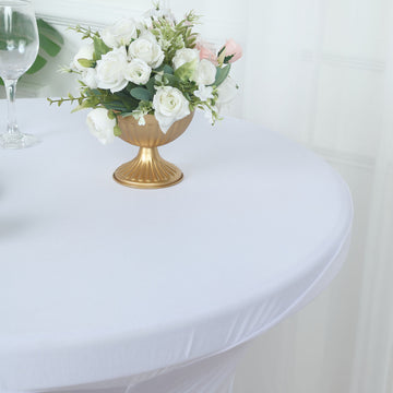 Transform Your Cocktail Tables with the White Ruched Spandex Cocktail Table Cover