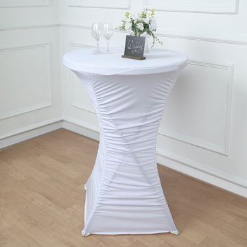 Create a Polished Focal Point with the Heavy Duty White Ruched Spandex Table Cover