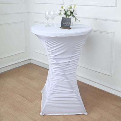 White stretch table cover for weddings and events