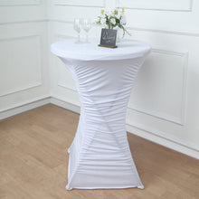 32inch White Ruched Pleated Heavy Duty Spandex Cocktail Table Cover