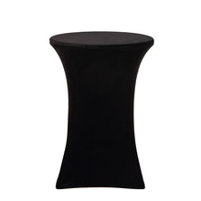 Spandex Fit Premium Smooth Velvet Cocktail Tablecloth in Black with Foot Pockets#whtbkgd