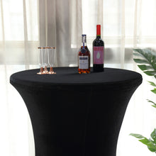Premium Black Spandex Fit with Foot Pockets Smooth Velvet Cocktail Tablecloth