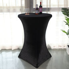 Smooth Velvet Black Premium Spandex Fit Cocktail Tablecloth with Foot Pockets