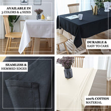 Rectangle 60 Inch x 126 Inch White 100% Cotton Linen Seamless Tablecloth