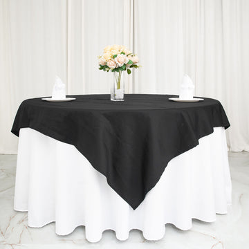 Elevate Your Event with the Black Square 100% Cotton Linen Seamless Table Overlay