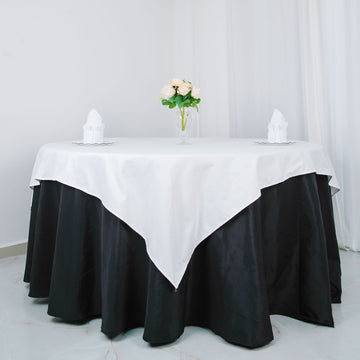 Elevate Your Event Decor with the White Square 100% Cotton Linen Seamless Table Overlay 70"